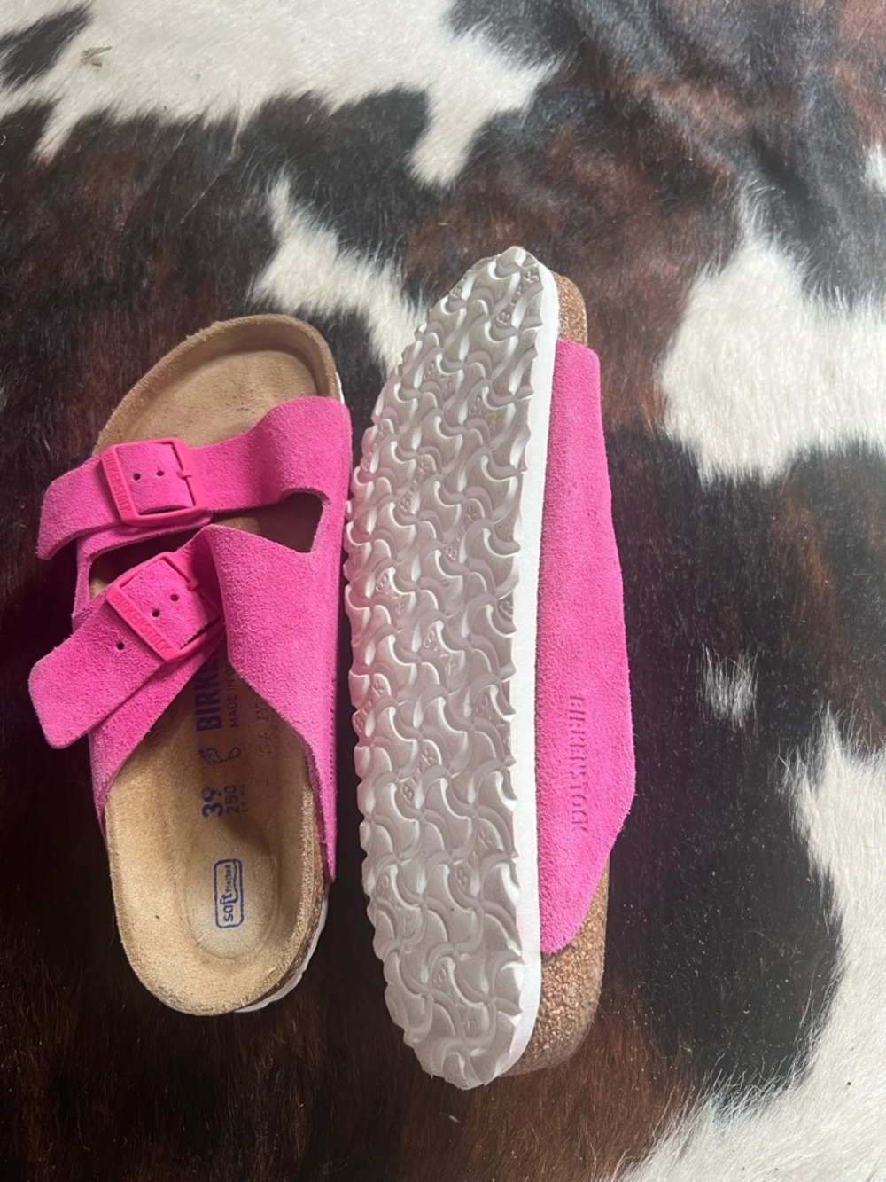 Birkenstock Pink Suede Double-Buckle Slide Sandals - Picture 3 of 5